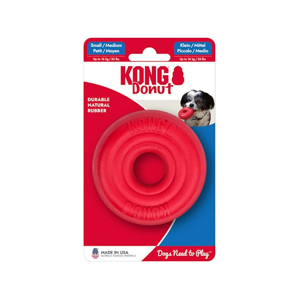 KONG Classic Donut – Juguete de caucho natural rojo para perros