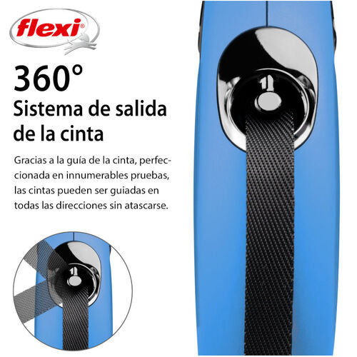 Flexi New Classic Azul – Correa extensible de cinta para perros S 5m