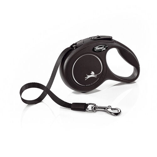 Flexi New Classic Negra – Correa extensible de cinta para perros S 5m