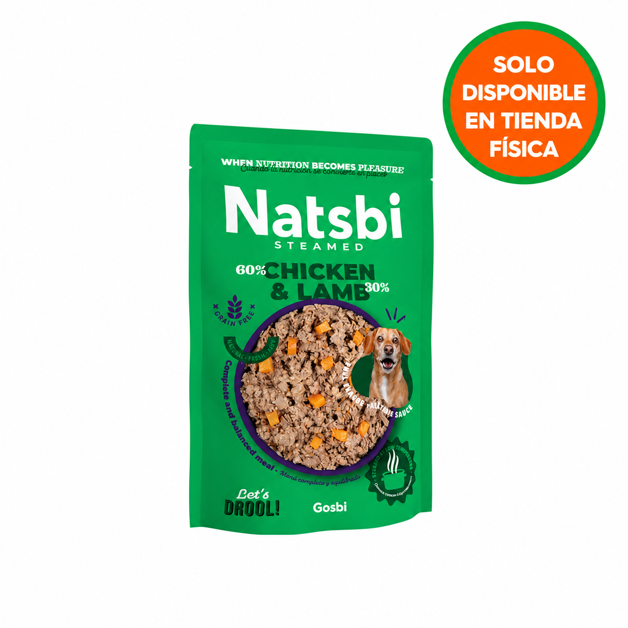 Natsbi Steamed Dog Pollo y Cordero al Vapor para Perros – 500g