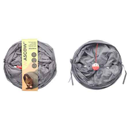 Túnel plegable para gato con cascabel, 25 × 50 cm