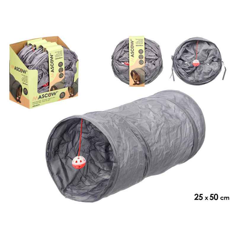Túnel plegable para gato con cascabel, 25 × 50 cm