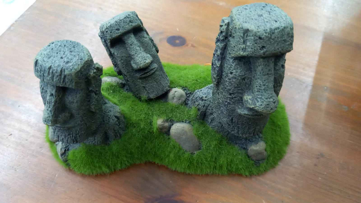 Moai Cabezas Easter Island Decoración de Acuario 21x12x13cm | Ambiente Misterioso y Refugio para Peces