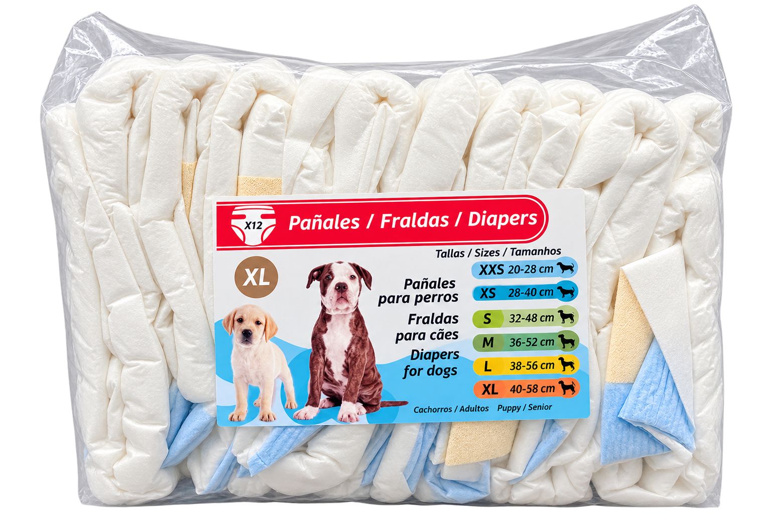 Pañales para perros talla XL 12 uds