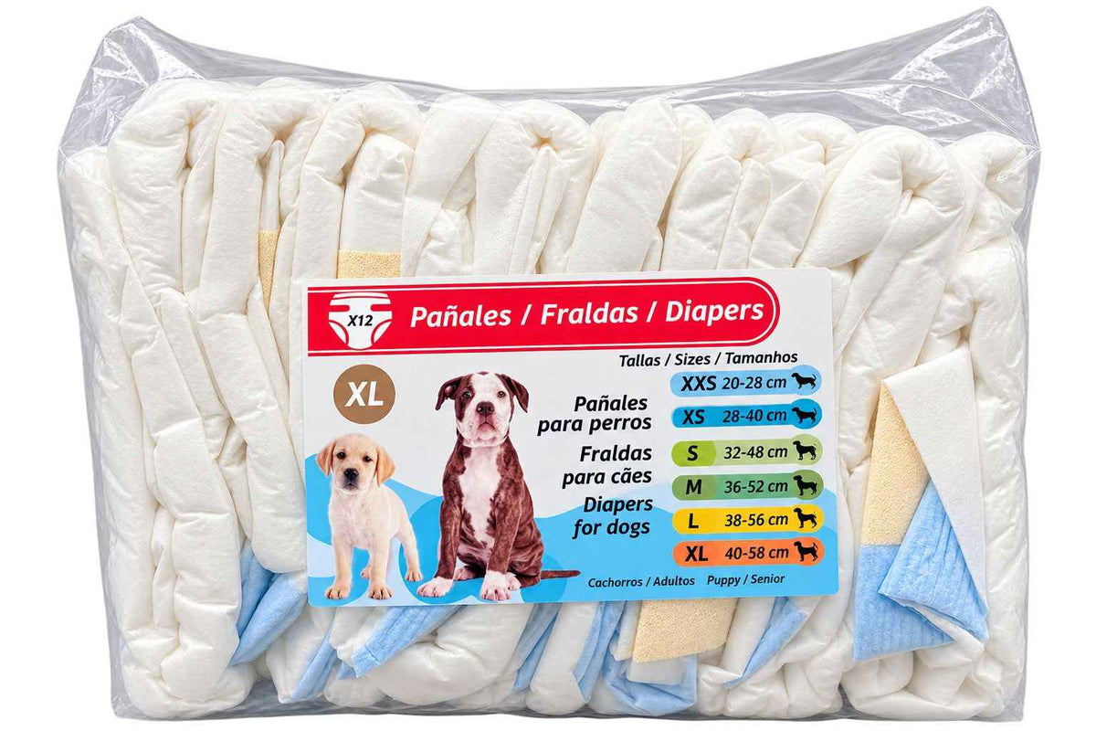 Pañales para Perros Talla XL – 12 uds (40-58 cm)