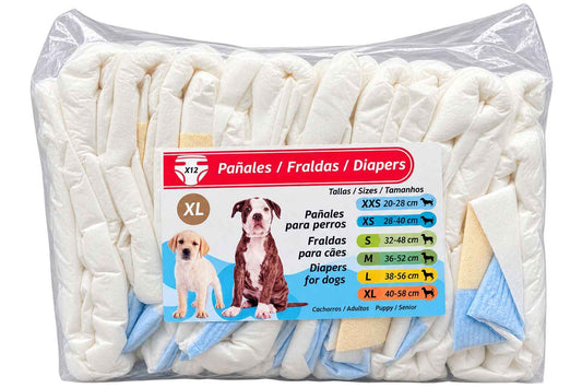 Pañales para Perros Talla XL – 12 uds (40-58 cm)