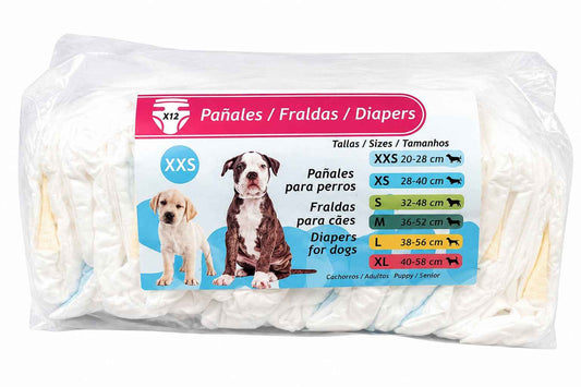 Pañales para Perros Talla XXS – 12 uds (20-28 cm)
