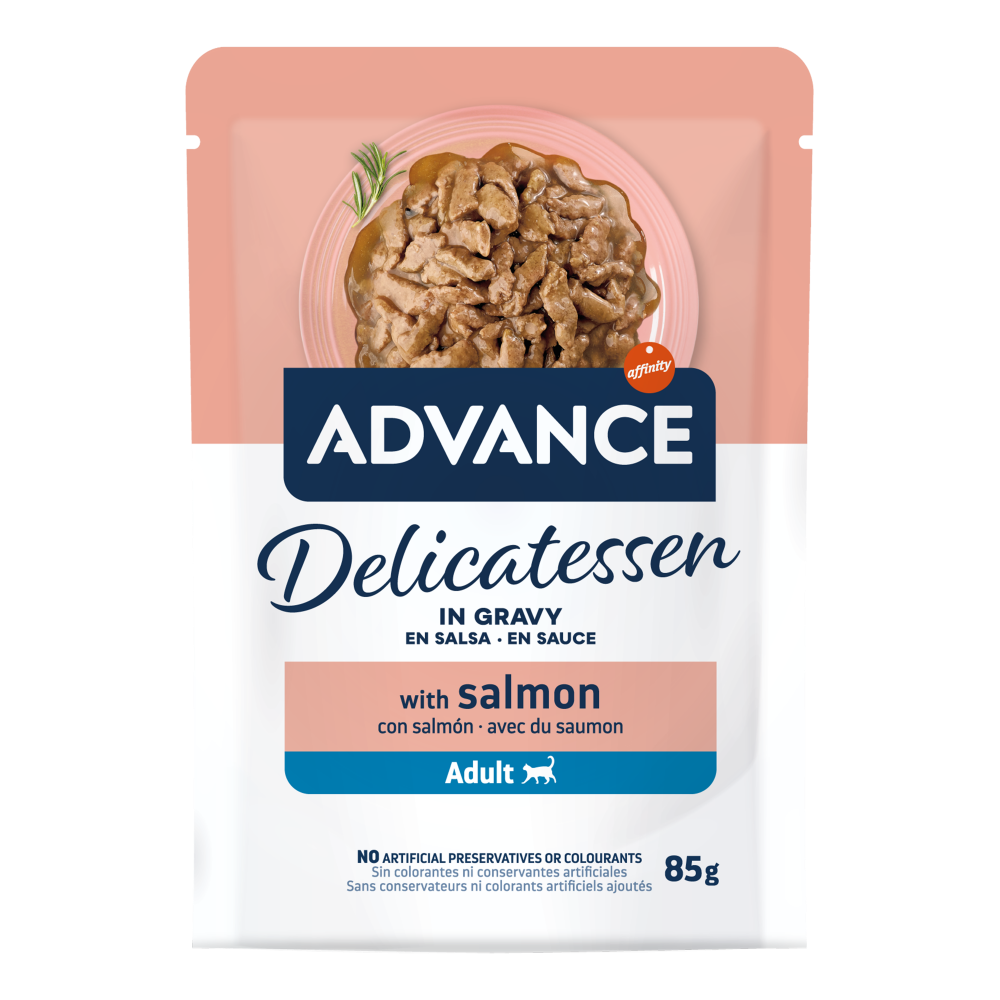 ADVANCE DELICATESSEN EN SALSA CON SALMÓN 85 gr