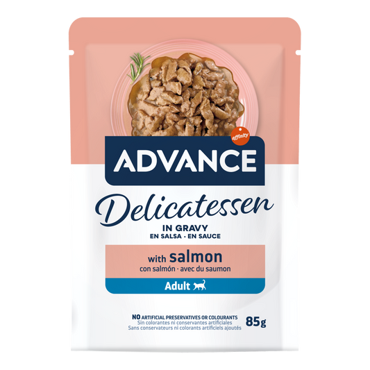 ADVANCE DELICATESSEN EN SALSA CON SALMÓN 85 gr