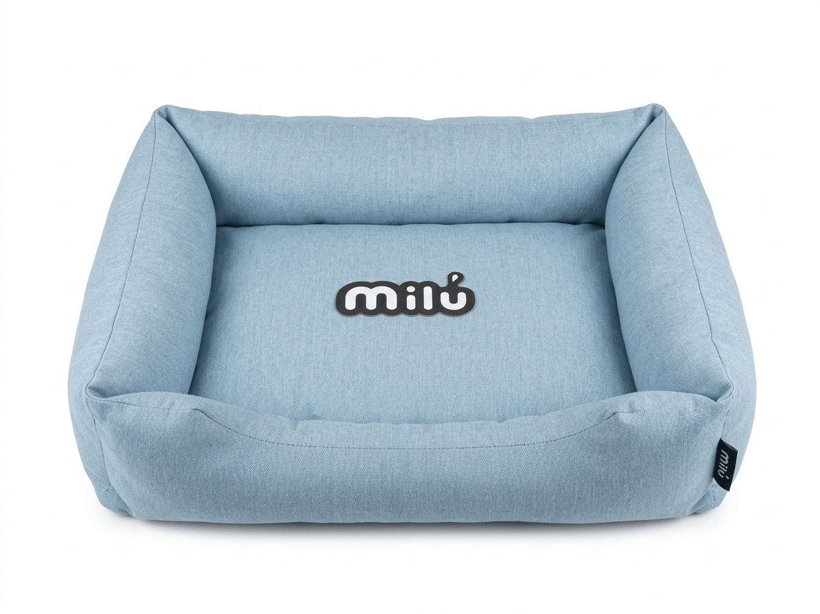 Cama Milú Cielo – Cama de algodón con bordes elevados para perros y gatos pequeños