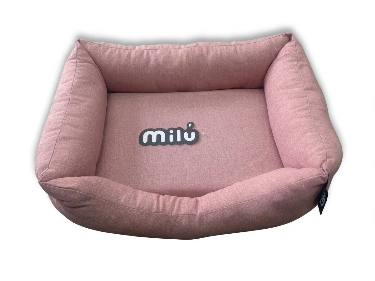 Cama Milú Rosa – Cama de algodón con bordes elevados para perros y gatos pequeños