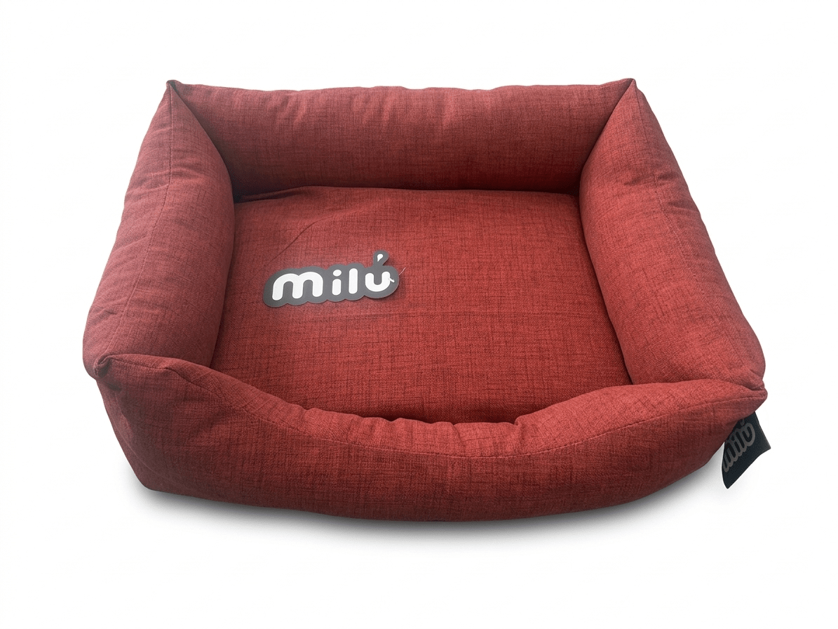Cama Milú Teja – Cama de algodón con bordes elevados para perros y gatos pequeños