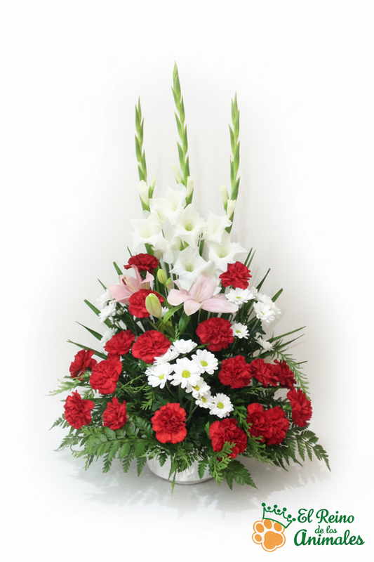 Centro de Flores 1 - Arreglo Floral con Claveles y Gladiolos