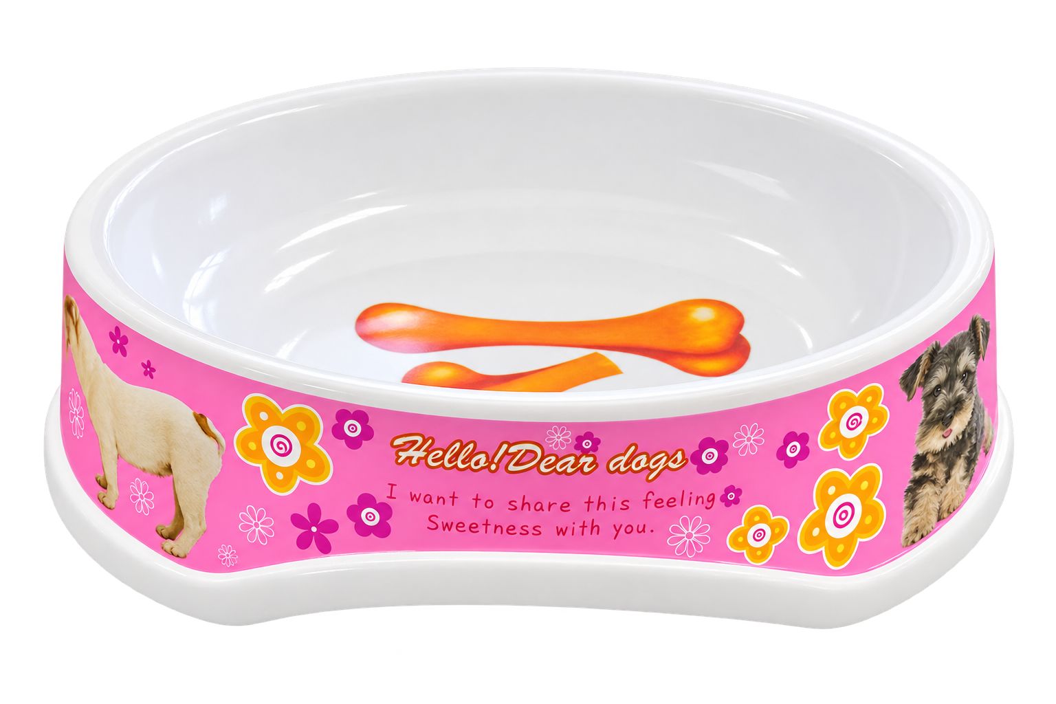 Bol comedero para perro diseño Hello Dear Dogs color rosa