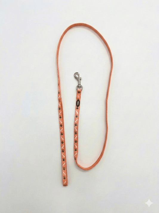 Correa Nylon Huesos y Huellas Naranja 1.2m | Paseo con Estilo