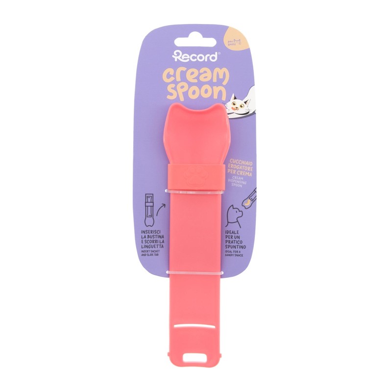 Cuchara dispensadora de crema batida Record rosa para gatos 20,5x5 cm