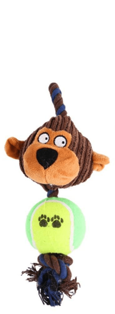 ECO DOG TOY DENNIS 24cm – Juguete ecológico de león con pelota y cuerdas para perros