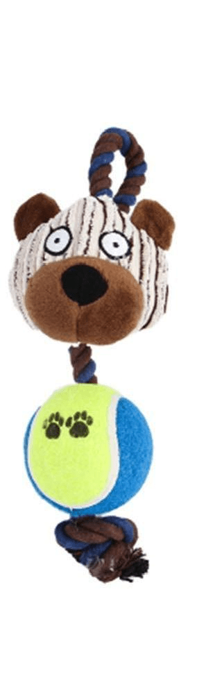 ECO DOG TOY SANCHO 24cm – Juguete ecológico de perro con pelota y cuerdas