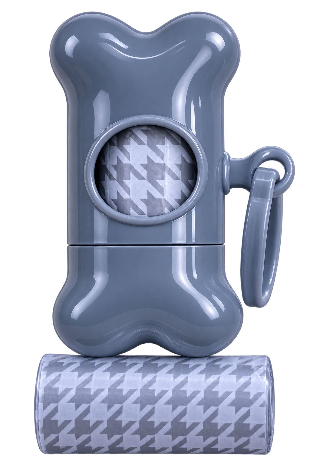 Dispensador bolsas recoge-cacas forma hueso gris con rollo incluido