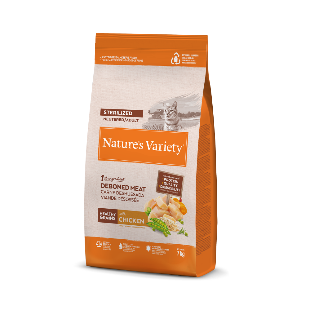 Nature's Variety Healthy Grain Sterilized Pienso con Pollo para Gatos Esterilizados – 7 kg