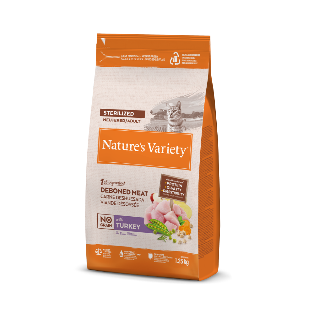 Nature's Variety Original No Grain Sterilized Pienso Sin Cereales con Pavo para Gatos Esterilizados – 1,25 kg