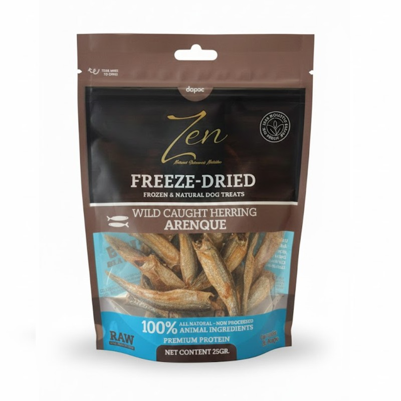 ZEN Freeze Dried Arenque Liofilizado Snack Natural para Gatos y Perros – 25 g