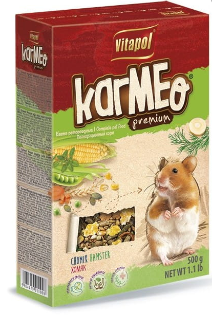 Vitapol Karmeo Premium 500g – Alimento completo para hámsters con cereales, semillas y gránulos vitaminados
