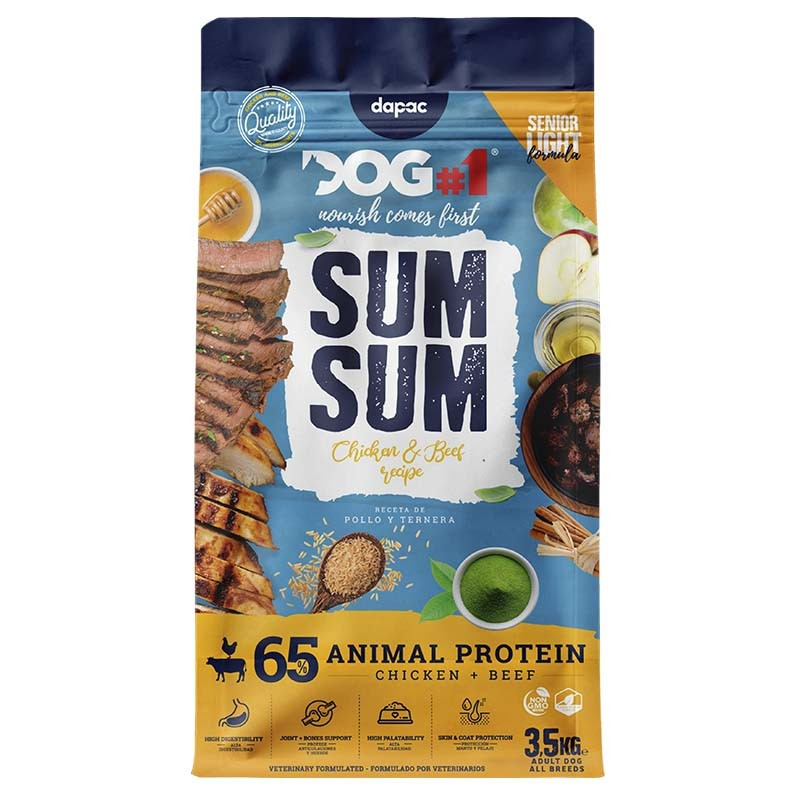 Sum Sum Pienso light con pollo y ternera para perros adultos y senior – 3,5 kg