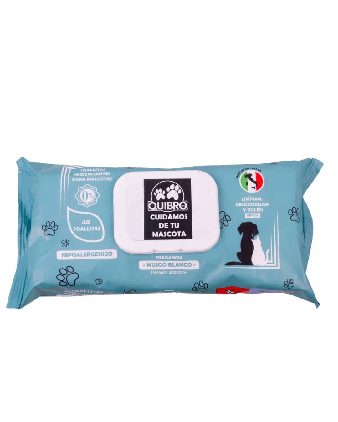 Quibropets Toallitas Musgo Blanco - 40 Unidades
