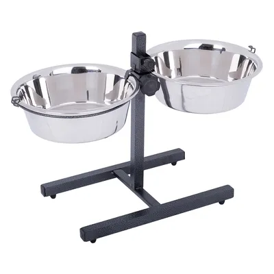Soporte Ajustable con 2 Comederos de Acero 2.8L