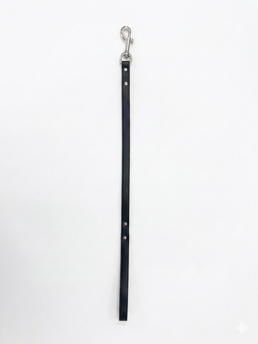 Correa Cuero Liso Negra Corta 60cm | Control y Paseo