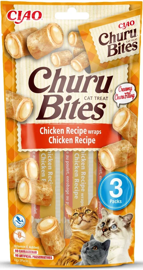 Churu Cat Bites Receta de Pollo para Gatos – Snack Cremoso (3x10g)