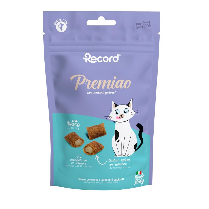 Record Premiao Salmón Snack con Relleno Cremoso para Gatos – 50 g