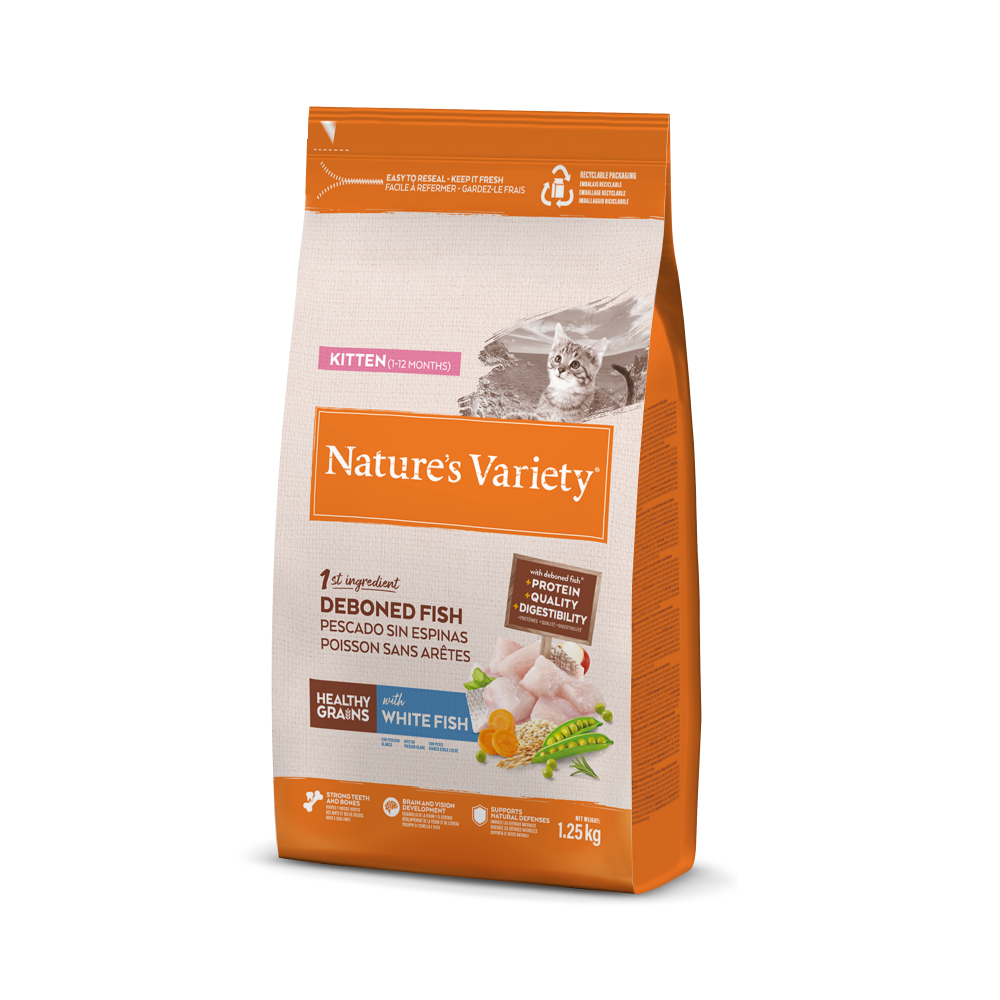 Nature's Variety Healthy Grain Kitten Pienso con Pescado Blanco para Gatitos – 1,25 kg