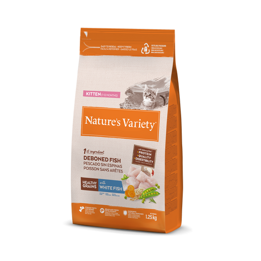 Nature's Variety Healthy Grain Kitten - Pienso con Pescado Blanco para Gatitos 1,25kg
