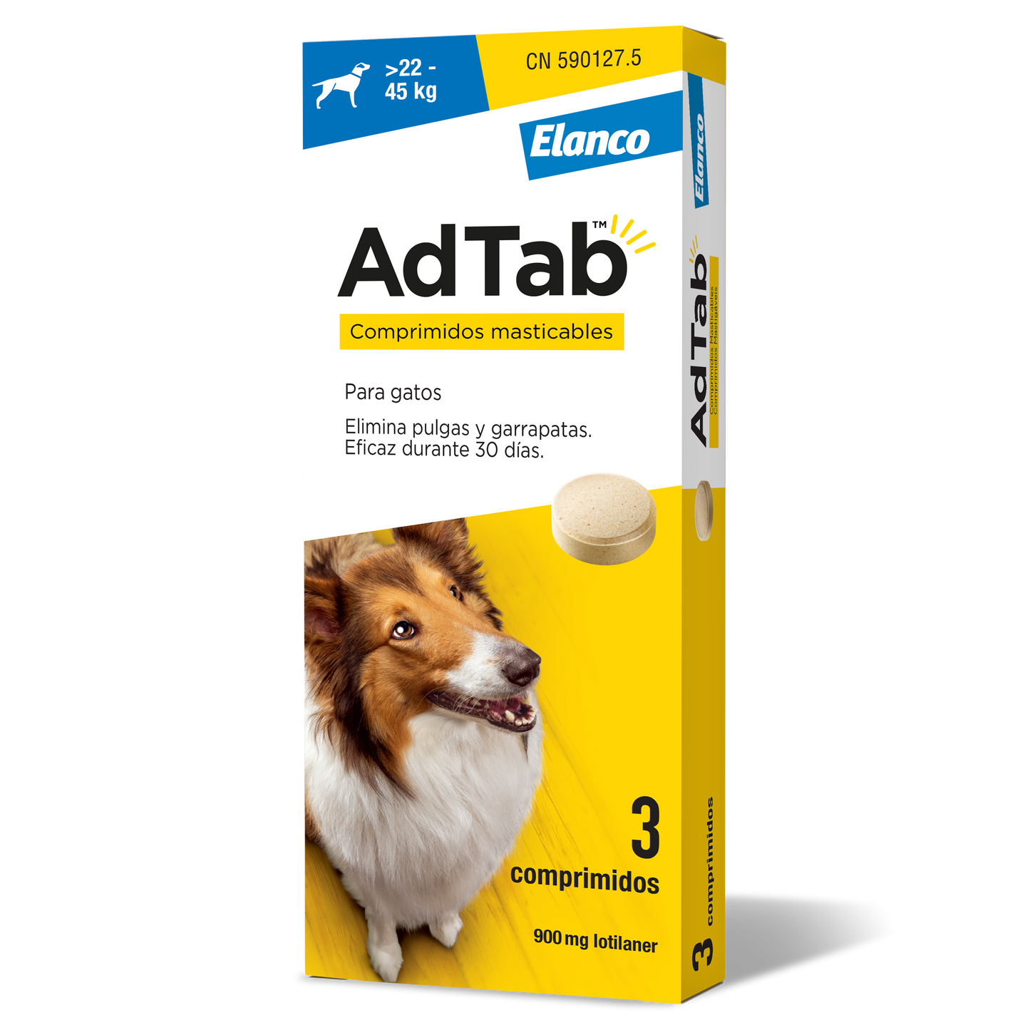 Adtab 900 mg comprimidos masticables para perros (22–45 kg) – antiparasitario oral contra pulgas y garrapatas