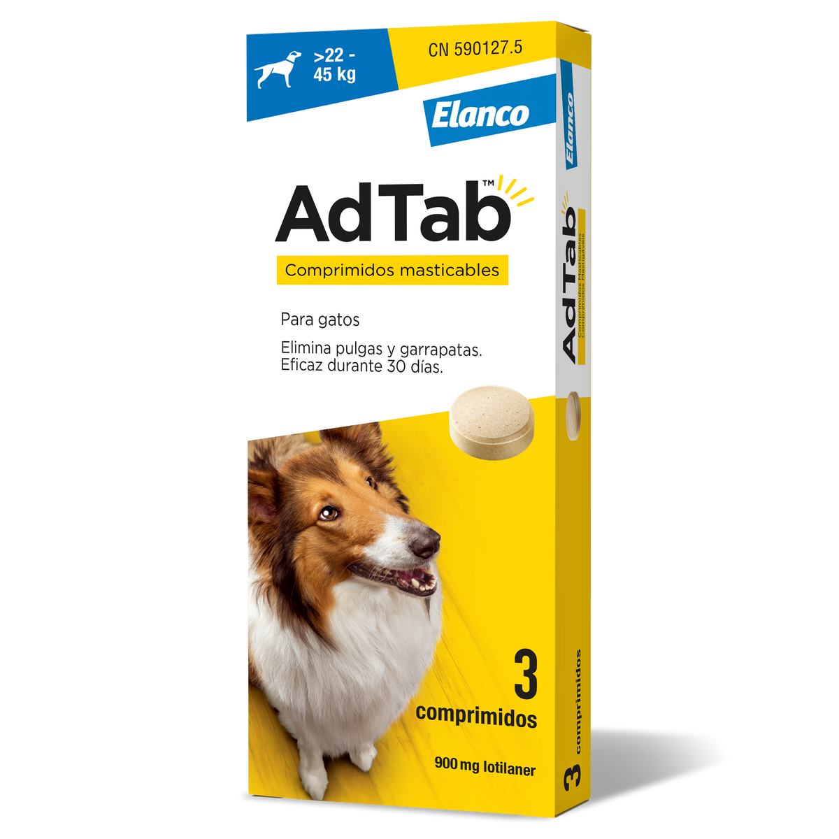 Adtab 900 mg comprimidos masticables para perros (22–45 kg) – antiparasitario oral contra pulgas y garrapatas