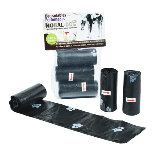 Bolsas Higiénicas para Perro Nobal - Pack 3 Rollos (45 Unidades)