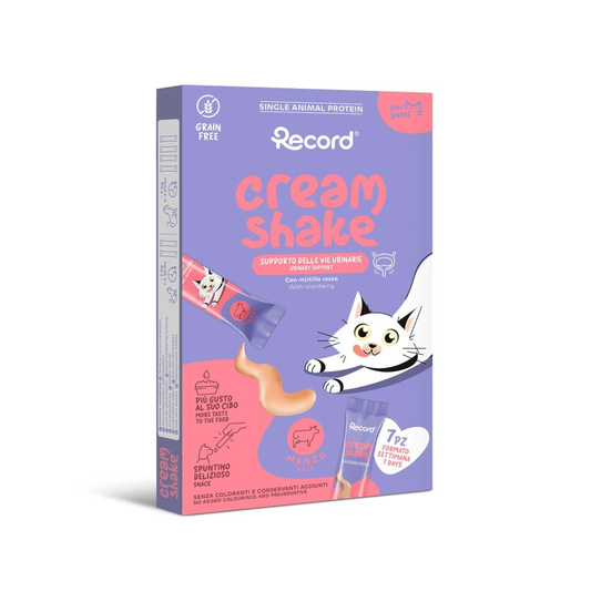 Record Cream Shake Snack Líquido para Gatos Urinary - Carne de Res Monoproteico (7x12g)