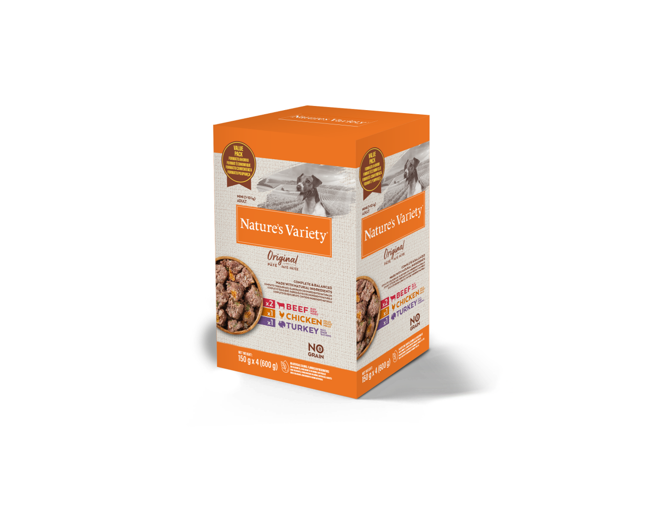 Nature's Variety Original No Grain Mini Multipack 4x150g - Comida Húmeda Sin Cereales para Perros Pequeños