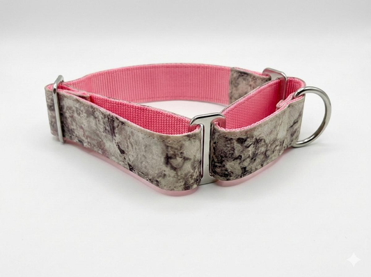 Collar para Galgos contemporáneo mármol rosa Diseño Único 40mm x 21-30cm