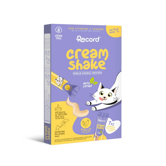 Record Cream Shake Snack Líquido para Gatos - Pollo y Catnip (7x12g)