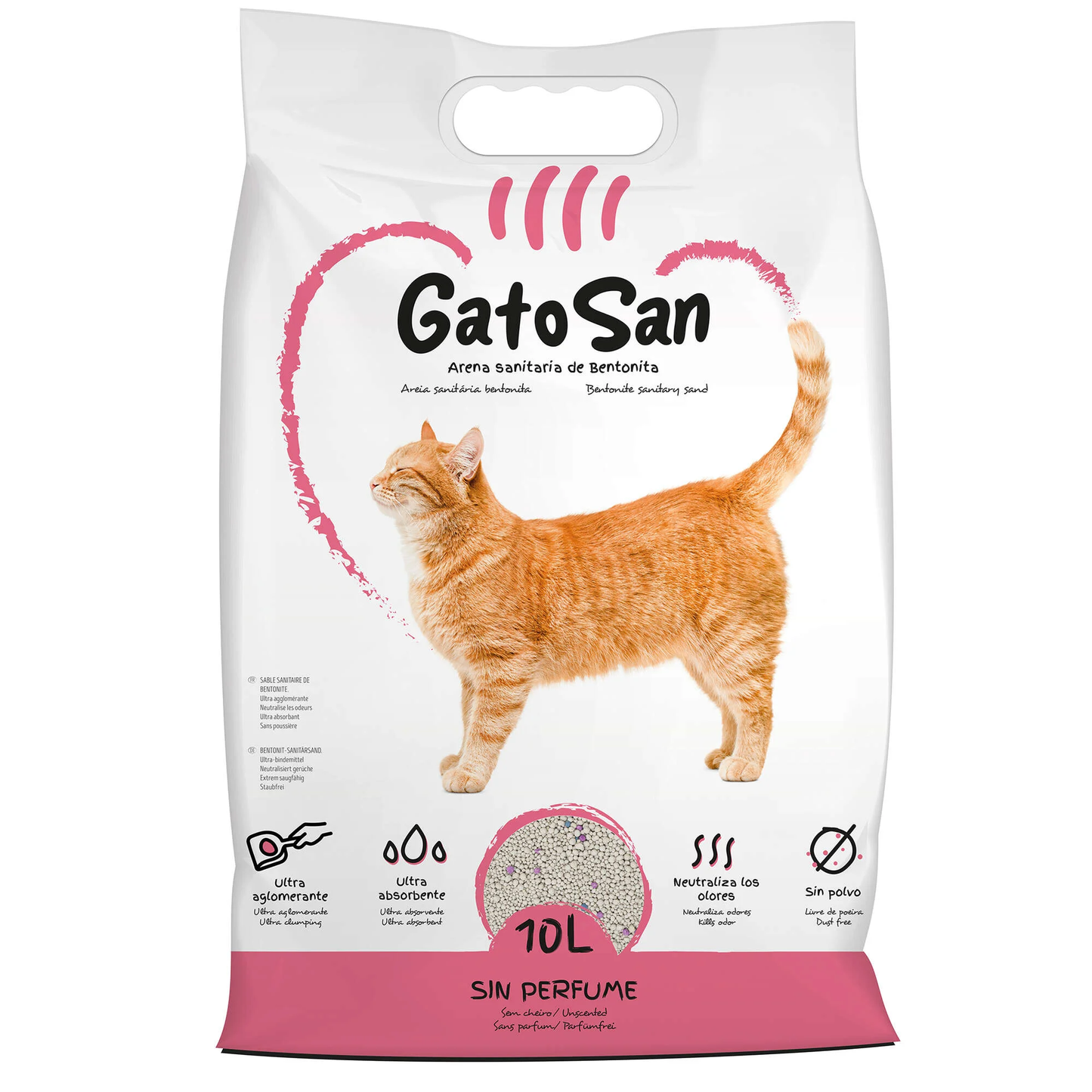 Arena Sanitaria de Bentonita GatoSan Natural - 10L