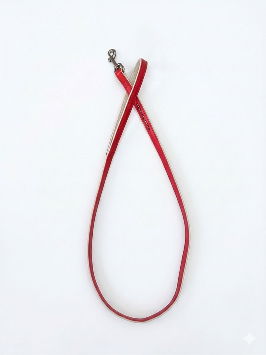 Correa Símil Piel con Strass Ferribiella Roja/Beige 1.18m | Paseo con Glamour