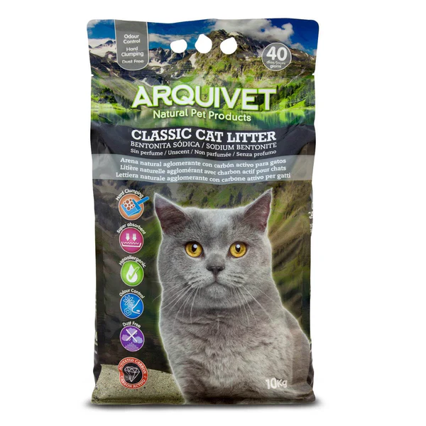 Arena Classic Cat Litter - Bentonita Sódica con Carbón Activo