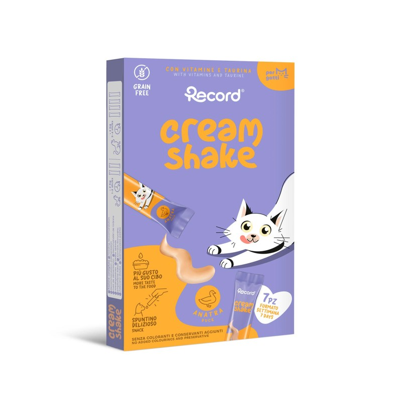 Record Cream Shake Snack Líquido para Gatos - Pato (7x12g)