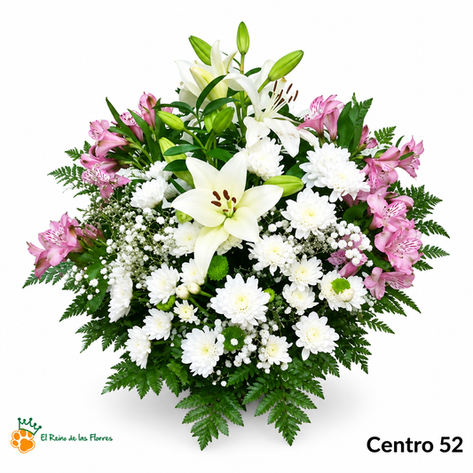 Centro de Flores nº52 - Liliums Blancos y Alstromelias Rosa