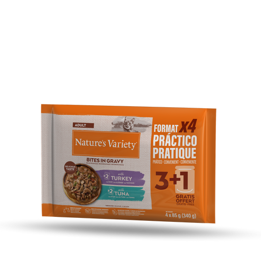Nature's Variety Wet Bites en Salsa Flowpack - Pack 4 Sobres de 85g para Gatos