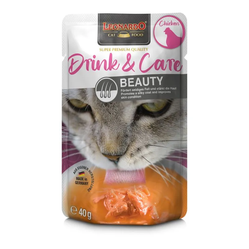 LEONARDO Drink & Care Beauty Bebida para Gatos con Aceite de Krill para el Pelaje