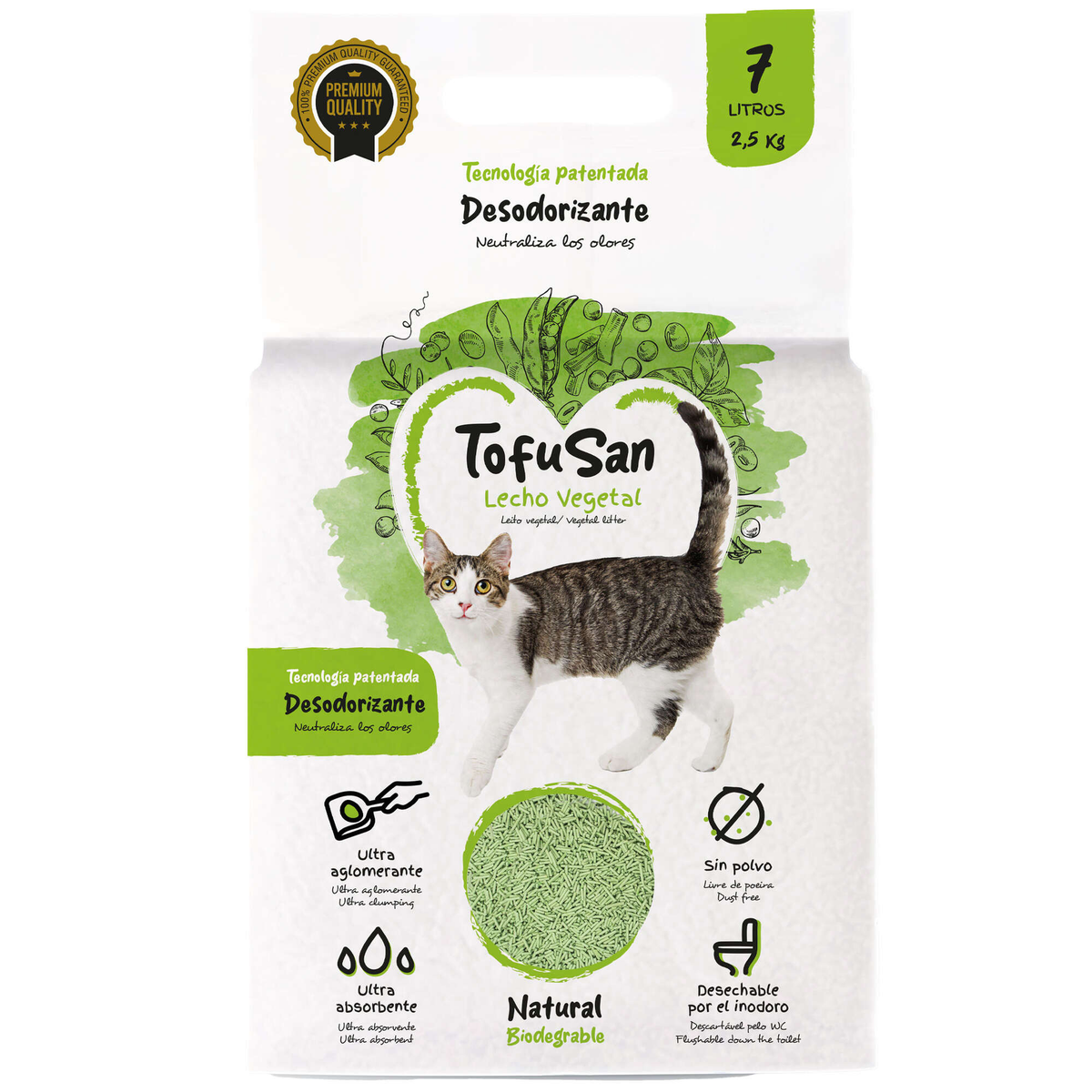 TofuSan Lecho Vegetal de Tofu para Gatos – 21 L (formato ahorro)